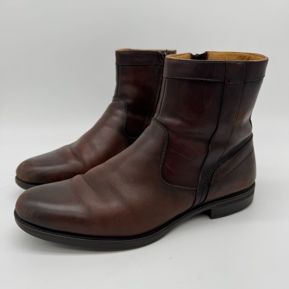 Florsheim Midtown Brown Leather Zip Ankle Boot Size 9.5 D - Picture 1 of 14